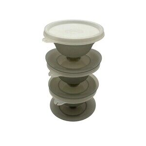 Vintage Tupperware Pudding Parfait Jello Dessert Cups with Lids 754-25 Set Of 3